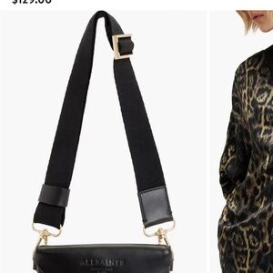 All Saints Black Leather Crossbody Bag